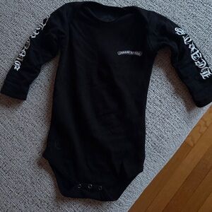Chrome Hearts black baby onesie long sleeve